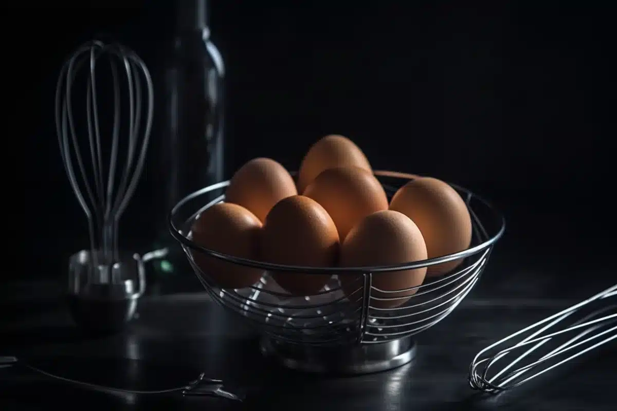Mixing cottage cheese and eggs