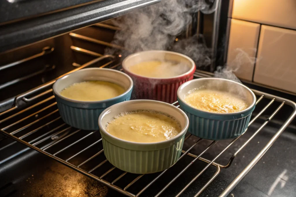 Crab Brulee Baking in a Water Bath