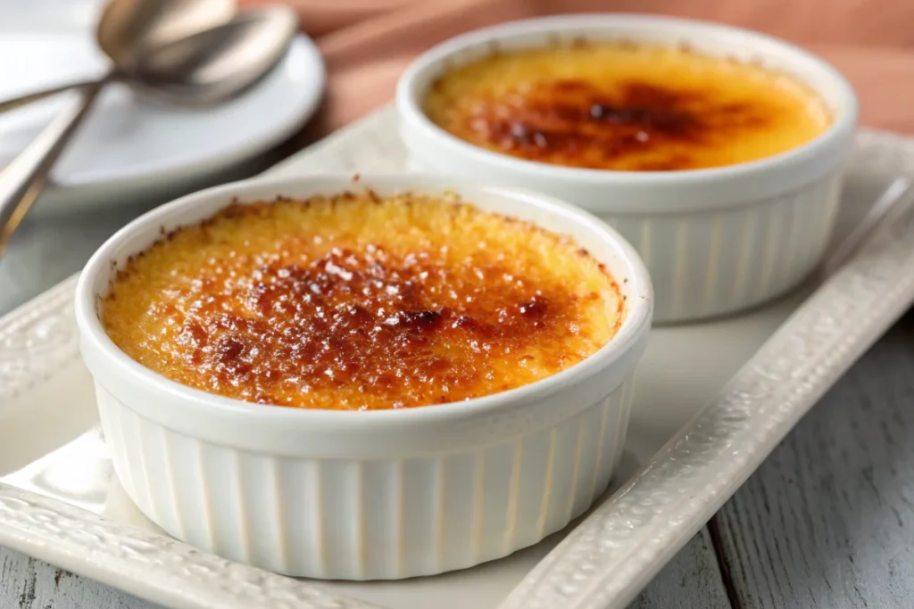 Creme brulee in a ramekin, the perfect bowl for creme brulee.