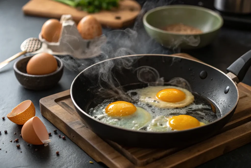 Cooking eggs in a non-stick pan to avoid problems like when my eggs come out watery