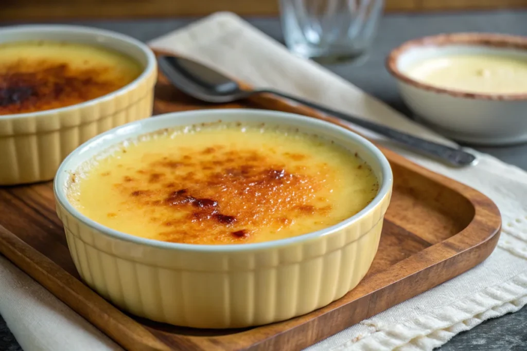 Pyrex dish with creme brulee