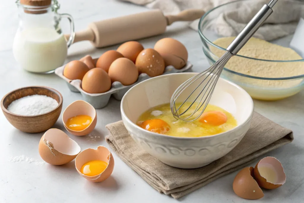 Gently mixing eggs to prevent issues like when my eggs come out watery.
