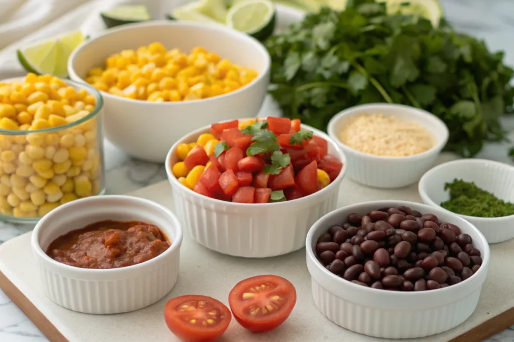 High-carb taco soup ingredients like beans, corn, and tomatoes