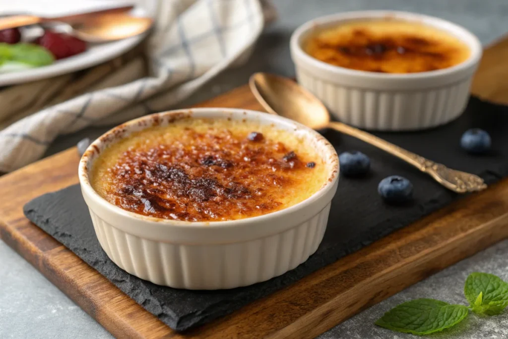 Creme Brulee Without Ramekins with caramelized topping.