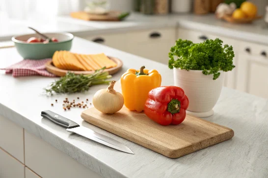 Fresh ingredients displayed for a simple sajata recipe