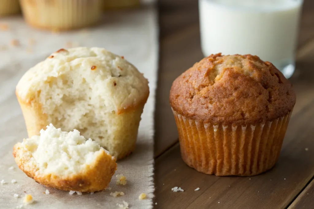 Comparison showing how kefir contributes to a lighter and fluffier texture in baked goods.
