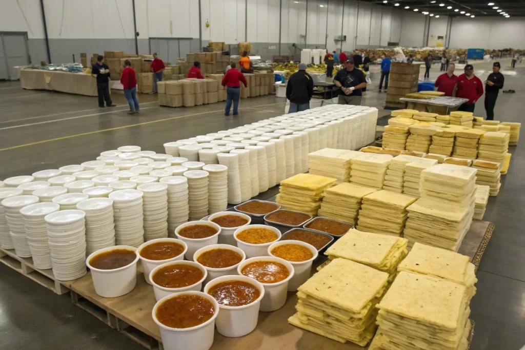 The vast quantities of ingredients used for the world's largest enchilada