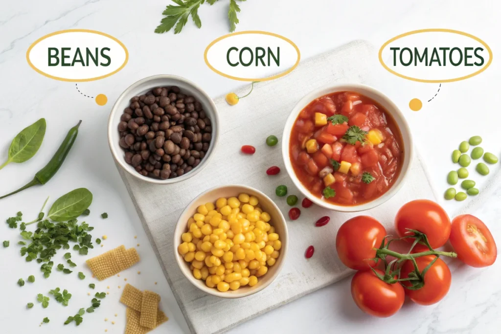 Infographic highlighting the carb content of taco soup ingredients