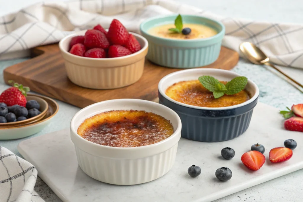 Variety of bowls for creme brulee