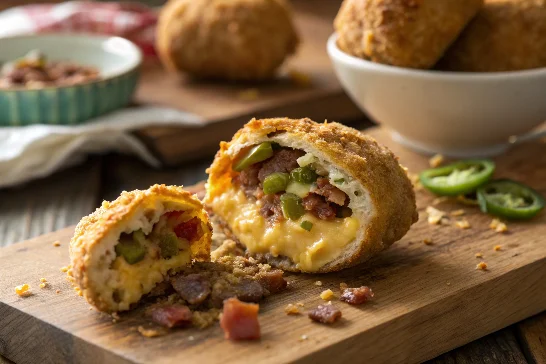 A delicious bite of an armadillo egg, showcasing its popularity