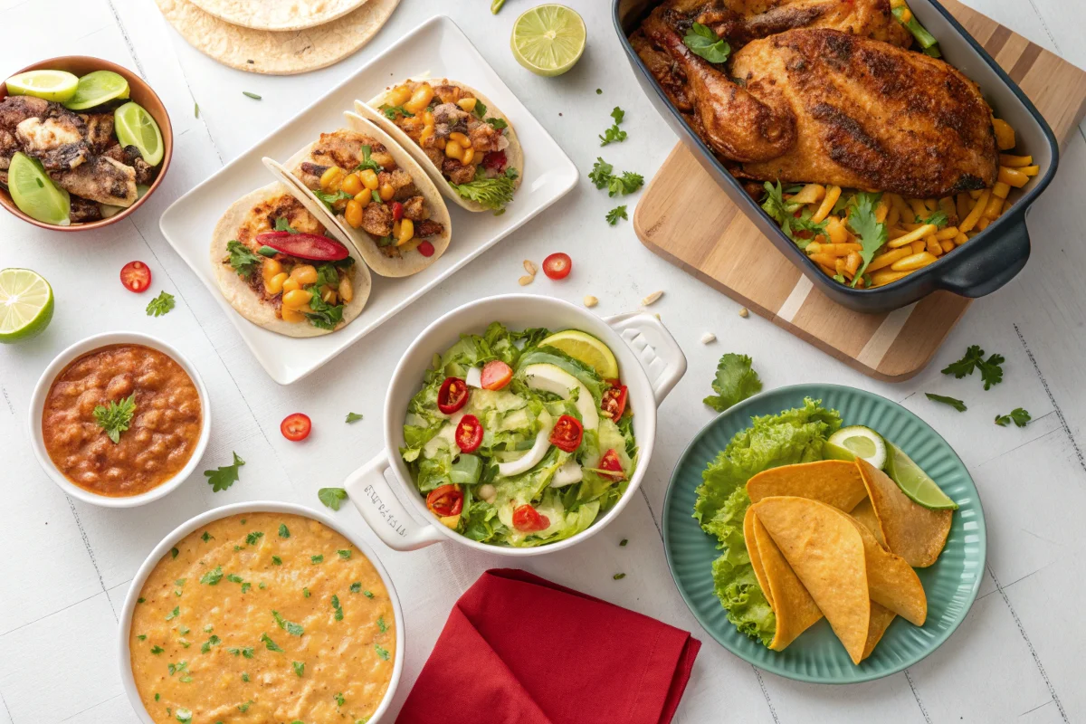 A variety of delicious dishes made with rotisserie chicken.