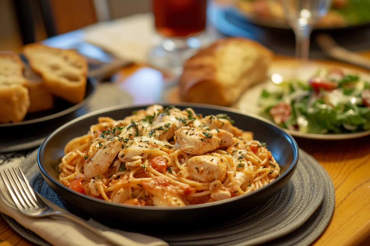A family enjoying a delicious meal of Crockpot Italian Chicken Pasta.